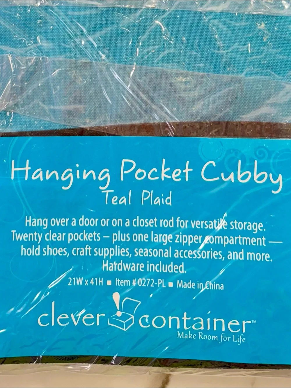 3 Pcs Teal Blue Clear Hanging 8-21 Shoes Bag Towel Scarfs Ties Closet Organizers